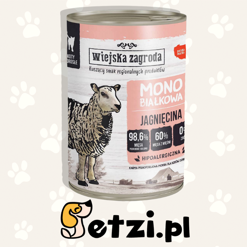 WIEJSKA ZAGRODA KARMA MOKRA DLA KOTA MONOBIAŁKOWA JAGNIĘCINA (DOROSŁY) 400G