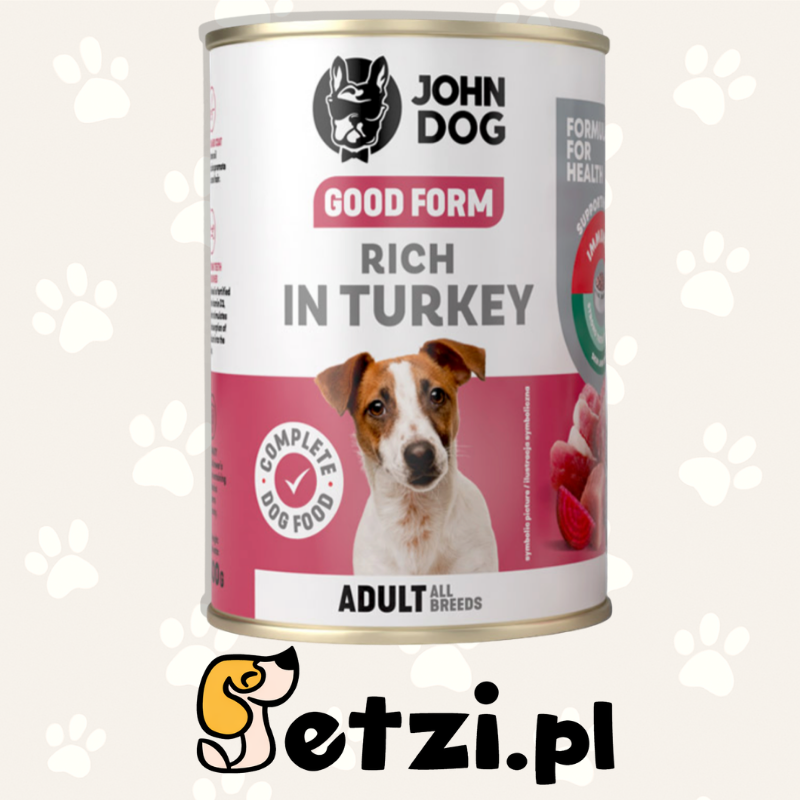 JOHN DOG GOOD FORM MOKRA KARMA DLA PSA BOGATA W INDYKA 400G