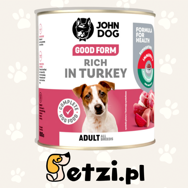 JOHN DOG GOOD FORM MOKRA KARMA DLA PSA BOGATA W INDYKA 800G