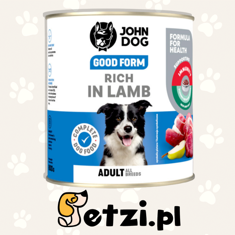 JOHN DOG GOOD FORM MOKRA KARMA DLA PSA BOGATA W JAGNIĘCINĘ 800G