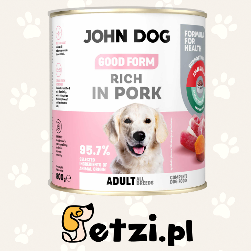 JOHN DOG GOOD FORM MOKRA KARMA DLA PSA BOGATA W WIEPRZOWINĘ 800G