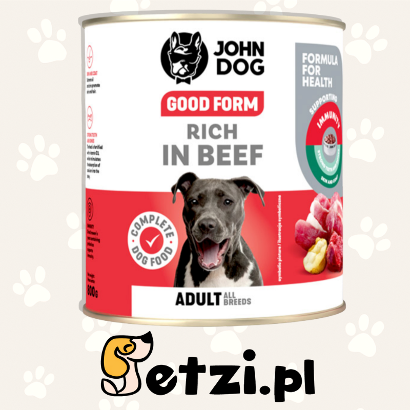JOHN DOG GOOD FORM MOKRA KARMA DLA PSA BOGATA W WOŁOWINĘ 800G