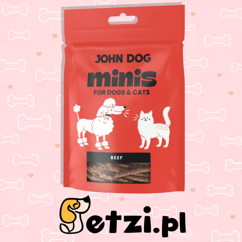 JOHN DOG MINIS PRZYSMAKI DLA PSA MINI STICKS WOŁOWINA 80G