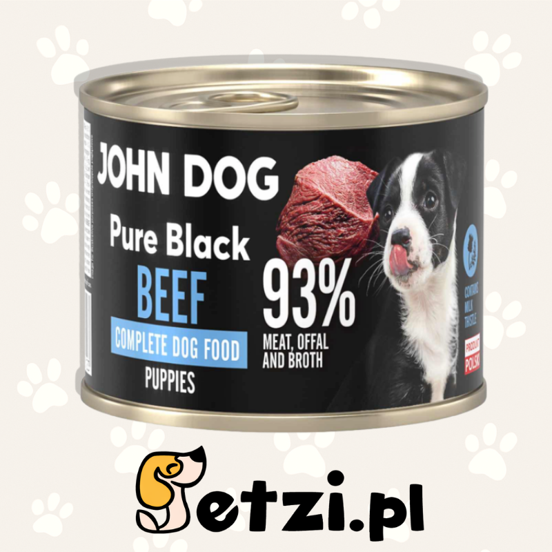 JOHN DOG PURE BLACK JUNIOR MOKRA KARMA DLA PSA  WOŁOWINA 200G