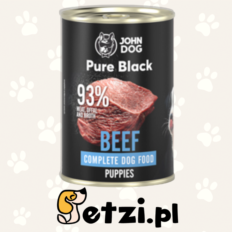 JOHN DOG PURE BLACK JUNIOR MOKRA KARMA DLA PSA  WOŁOWINA 400 G