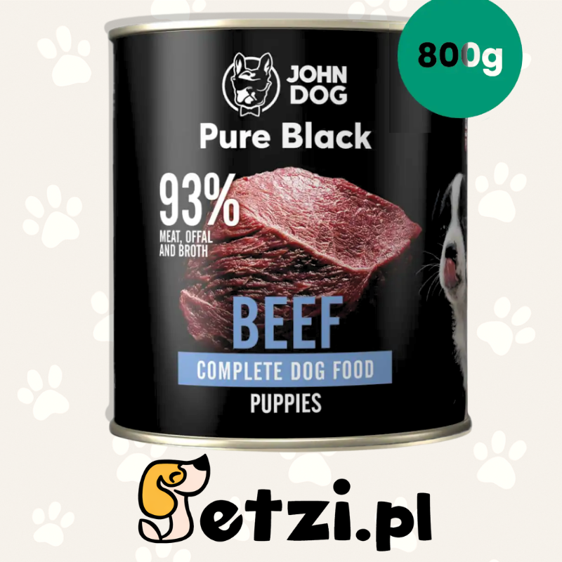 JOHN DOG PURE BLACK JUNIOR MOKRA KARMA DLA PSA  WOŁOWINA 800 G