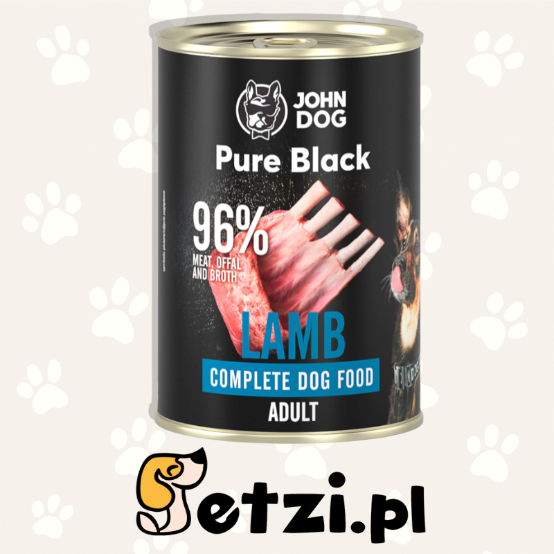 JOHN DOG PURE BLACK MOKRA KARMA DLA PSA JAGNIĘCINA 400 G