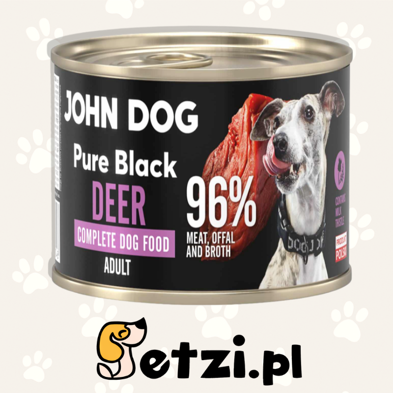 JOHN DOG PURE BLACK MOKRA KARMA DLA PSA JELEŃ 200G