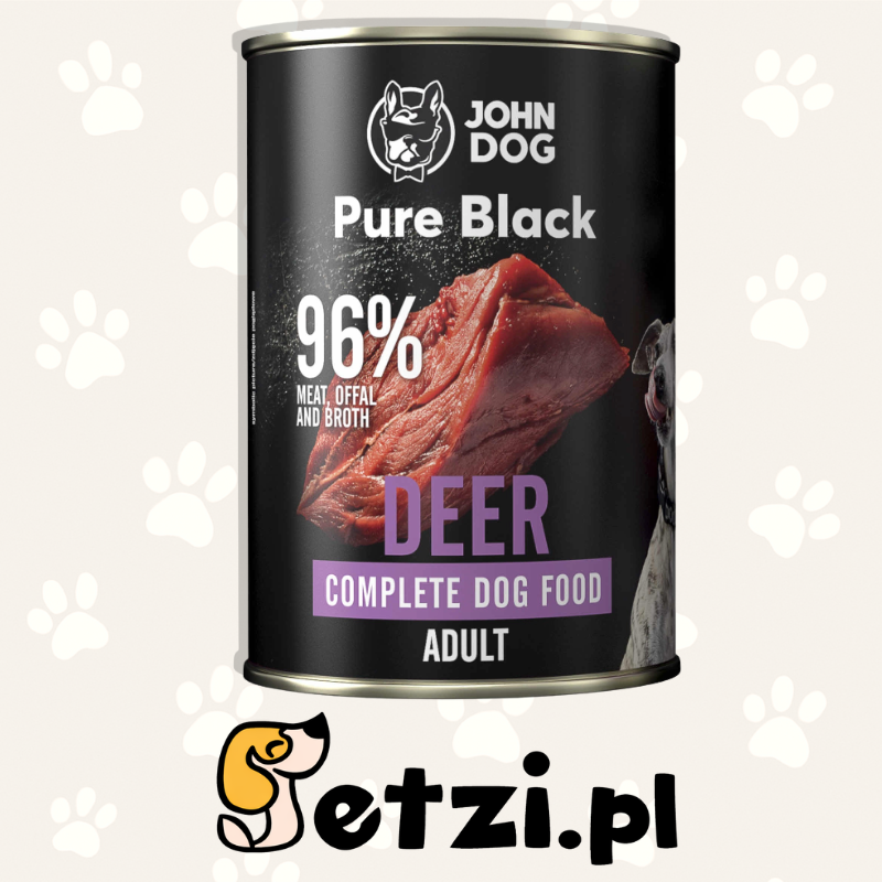 JOHN DOG PURE BLACK MOKRA KARMA DLA PSA JELEŃ 400 G