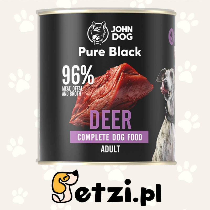 JOHN DOG PURE BLACK MOKRA KARMA DLA PSA JELEŃ 800 G