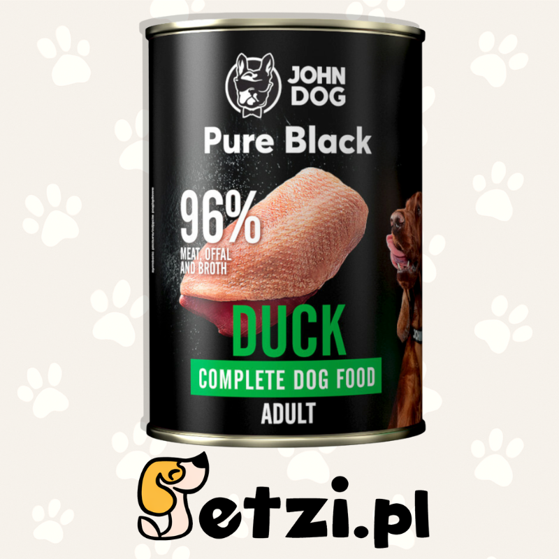 JOHN DOG PURE BLACK MOKRA KARMA DLA PSA KACZKA 400 G