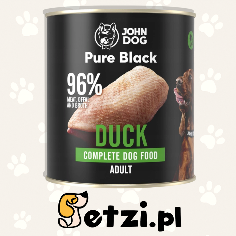 JOHN DOG PURE BLACK MOKRA KARMA DLA PSA KACZKA 800 G