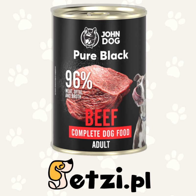 JOHN DOG PURE BLACK MOKRA KARMA DLA PSA WOŁOWINA 400 G