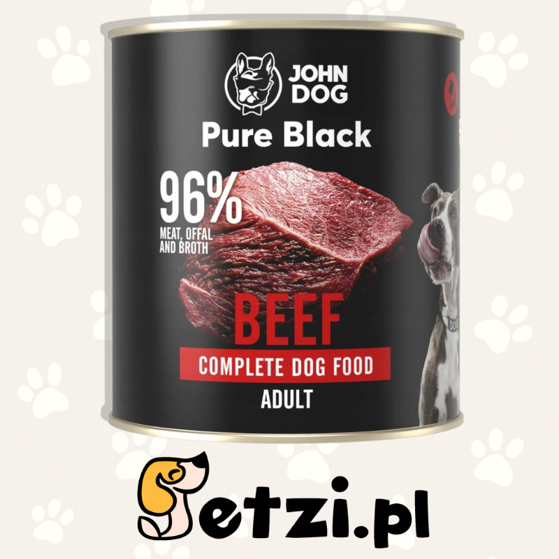 JOHN DOG PURE BLACK MOKRA KARMA DLA PSA WOŁOWINA 800 G