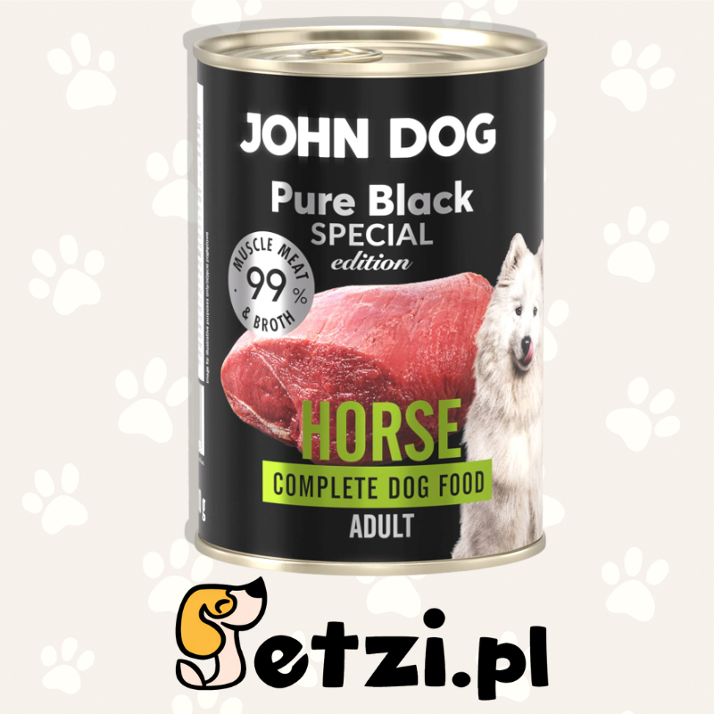JOHN DOG PURE BLACK SE MOKRA KARMA DLA PSA KONINA 400 G