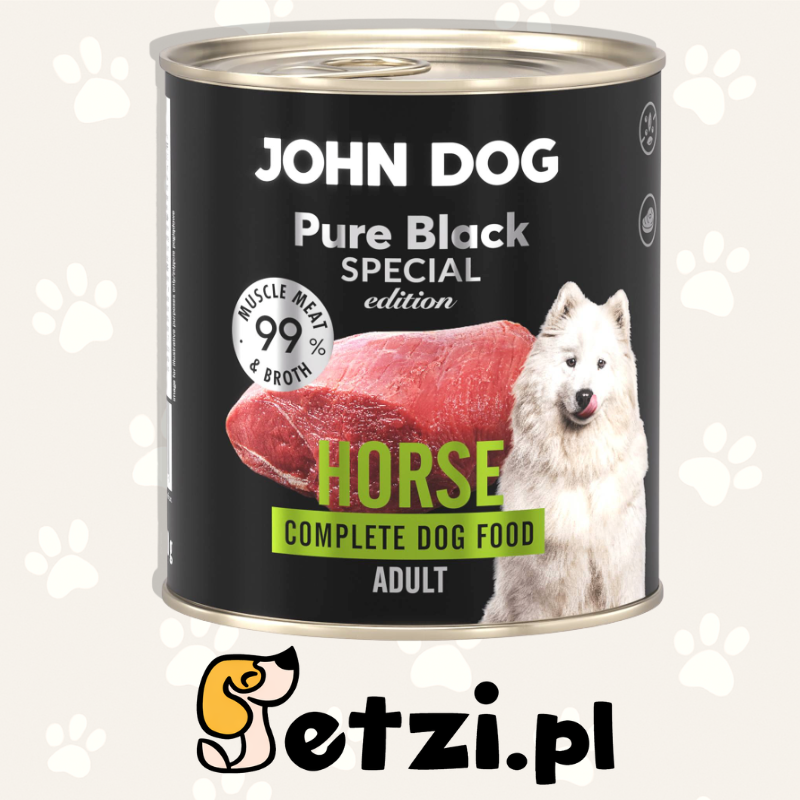 JOHN DOG PURE BLACK SE MOKRA KARMA DLA PSA KONINA 800 G