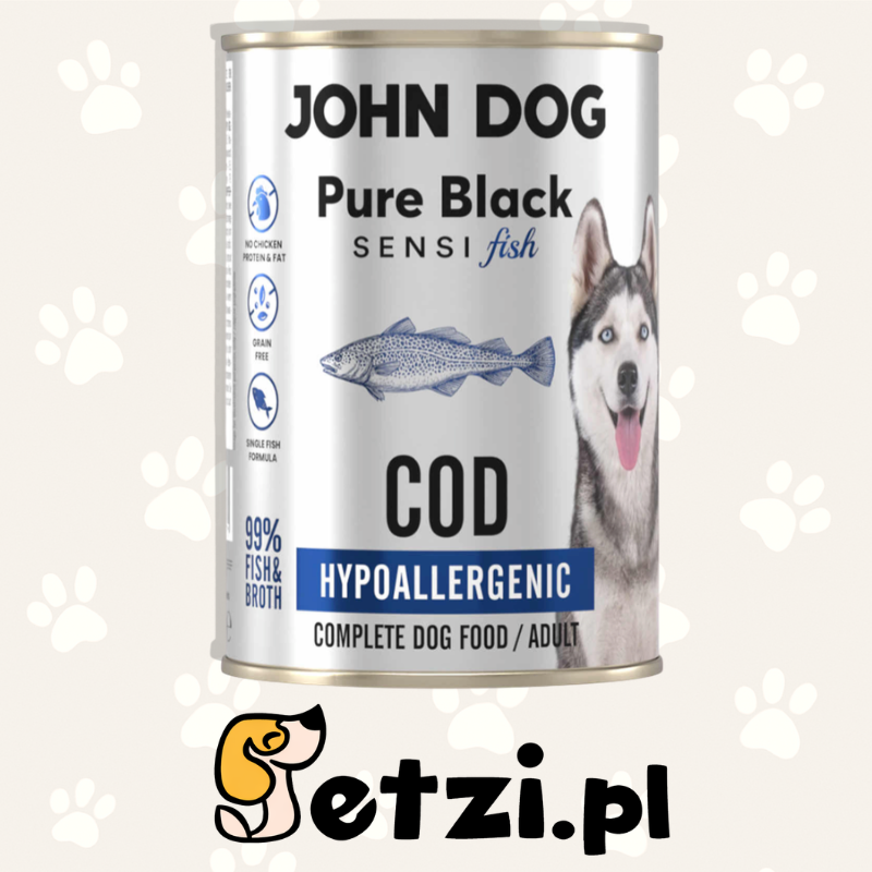 JOHN DOG PURE BLACK SENSI FISH MOKRA KARMA DLA PSA DORSZ 400G