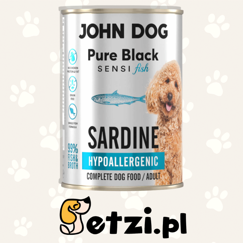 JOHN DOG PURE BLACK SENSI FISH MOKRA KARMA DLA PSA SARDYNKA 400G