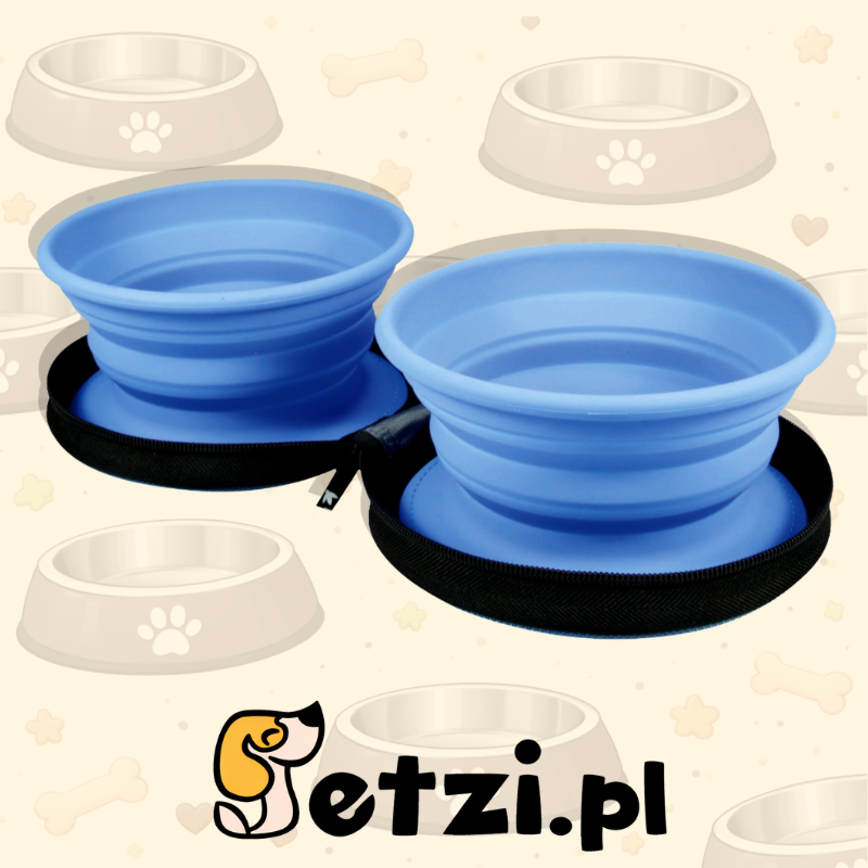 KIWI WALKER TRAVEL DOUBLE BOWL NIEBIESKIE