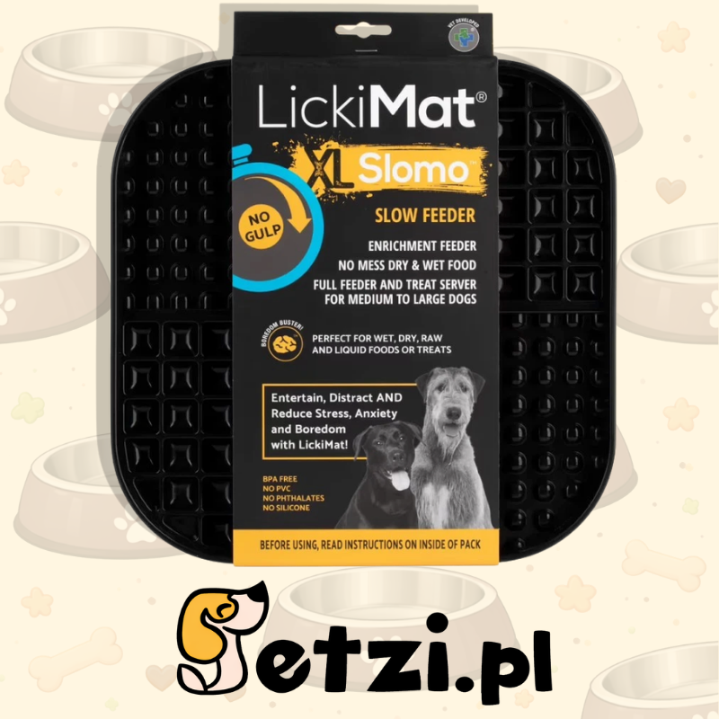 LICKIMAT SLOMO XL CZARNA – MATA DO LIZANIA DLA ŚREDNIEGO I DUŻEGO PSA