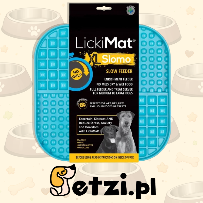 LICKIMAT SLOMO XL TURKUSOWA – MATA DO LIZANIA DLA ŚREDNIEGO I DUŻEGO PSA
