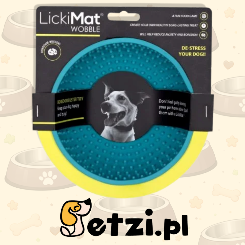 LICKIMAT WOBBLE TURKUSOWA – KOŁYSZĄCA SIĘ MISKA DO LIZANIA