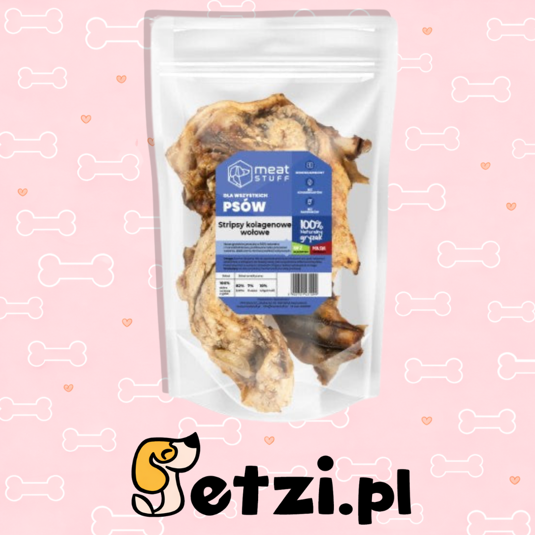 MEATSTUFF GRYZAK DLA PSA STRIPSY KOLAGENOWE WOŁOWE 500 G