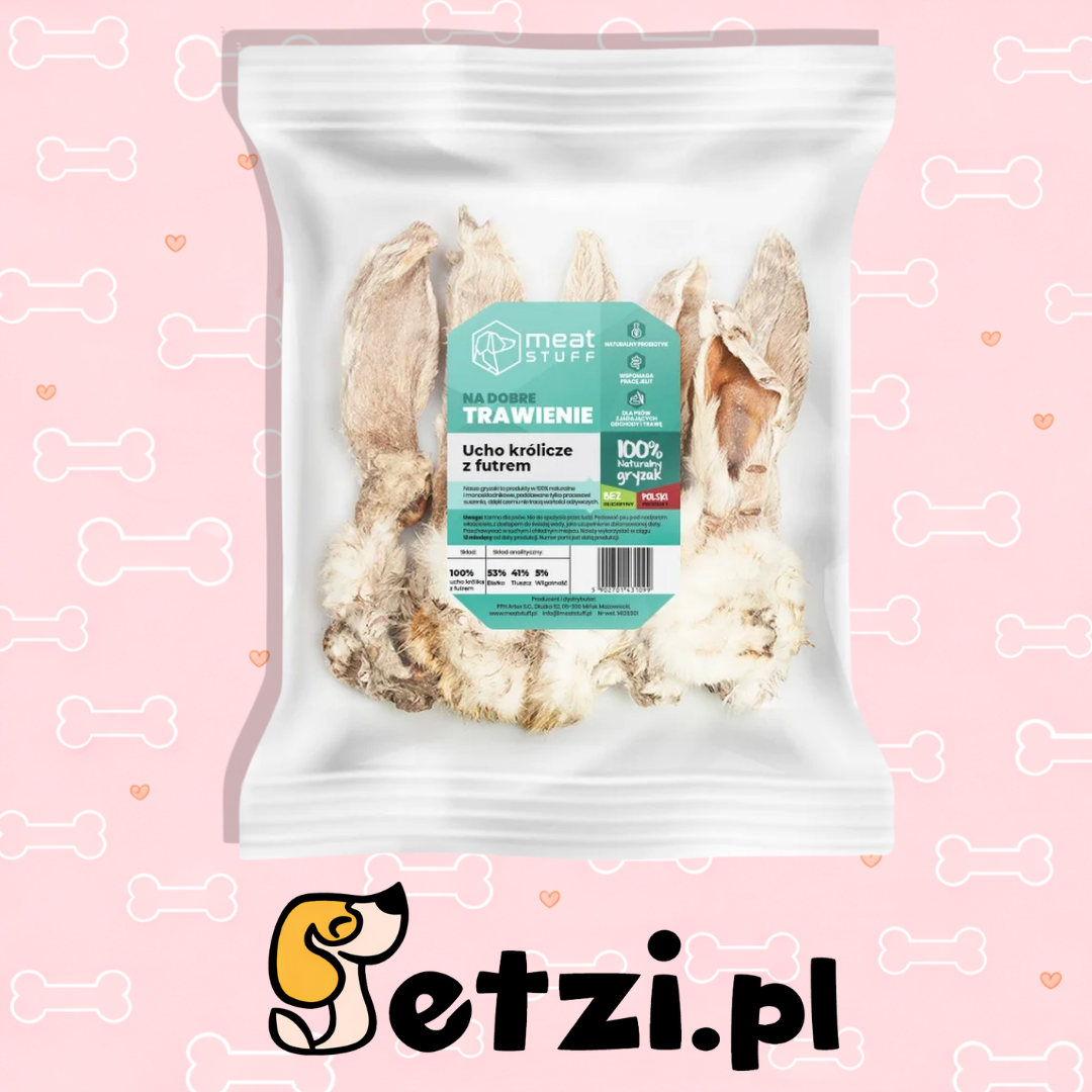 MEATSTUFF GRYZAK DLA PSA UCHO KRÓLICZE Z FUTREM 500 G