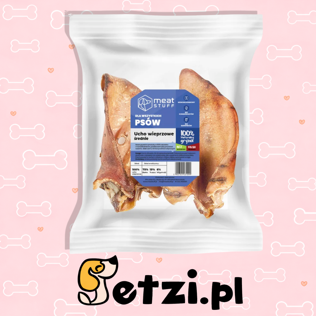 MEATSTUFF GRYZAK DLA PSA UCHO WIEPRZOWE ŚREDNIE 5SZT