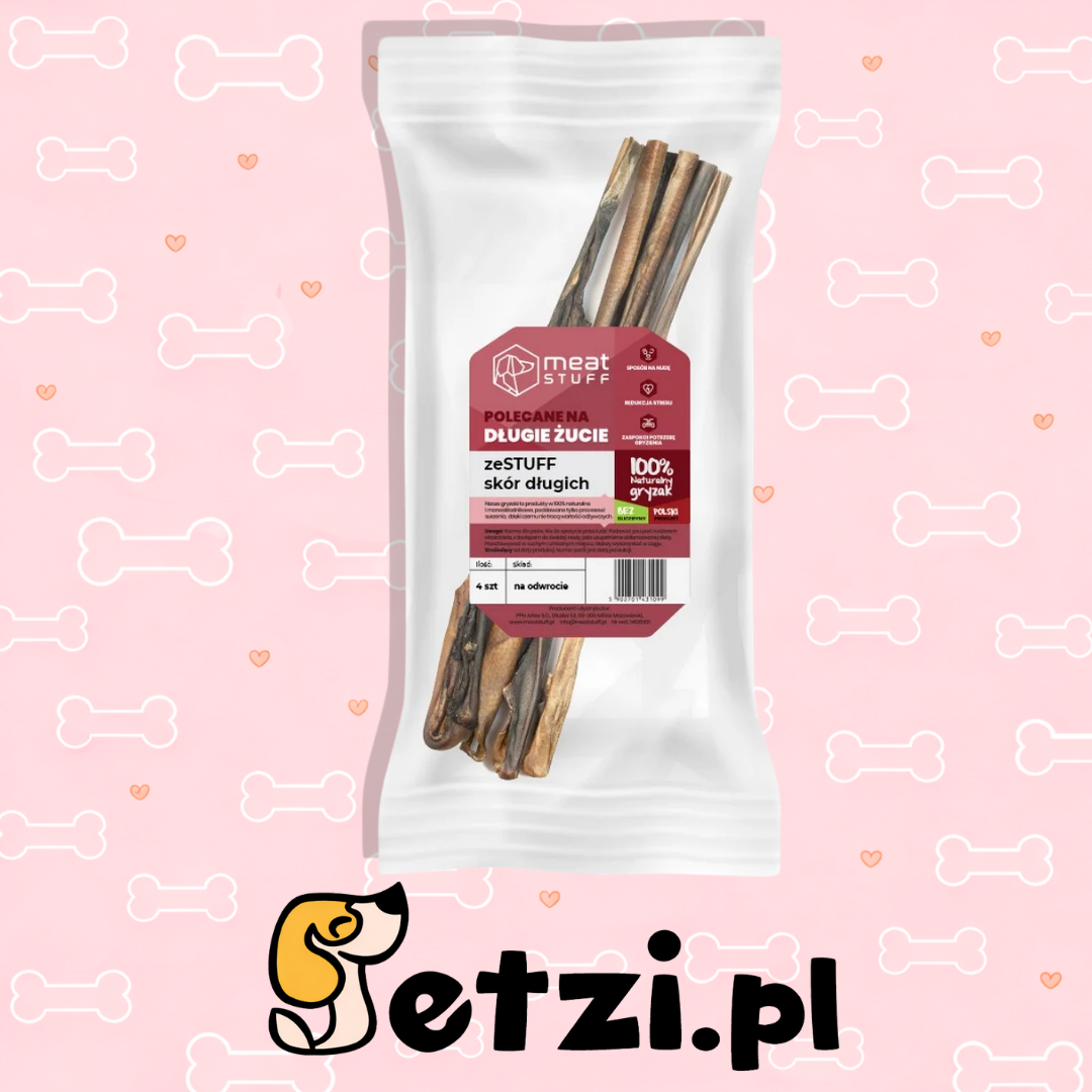 MEATSTUFF GRYZAK DLA PSA ZESTUFF DŁUGICH SKÓR MEAT STUFF 4 SZT.