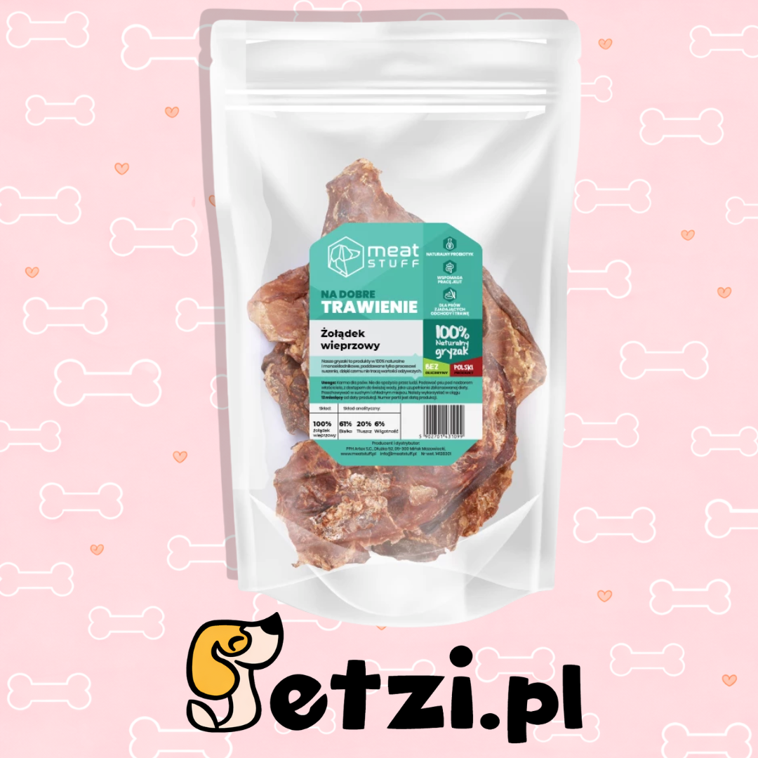 MEATSTUFF GRYZAK DLA PSA ŻOŁĄDEK WIEPRZOWY PŁASKI 250G