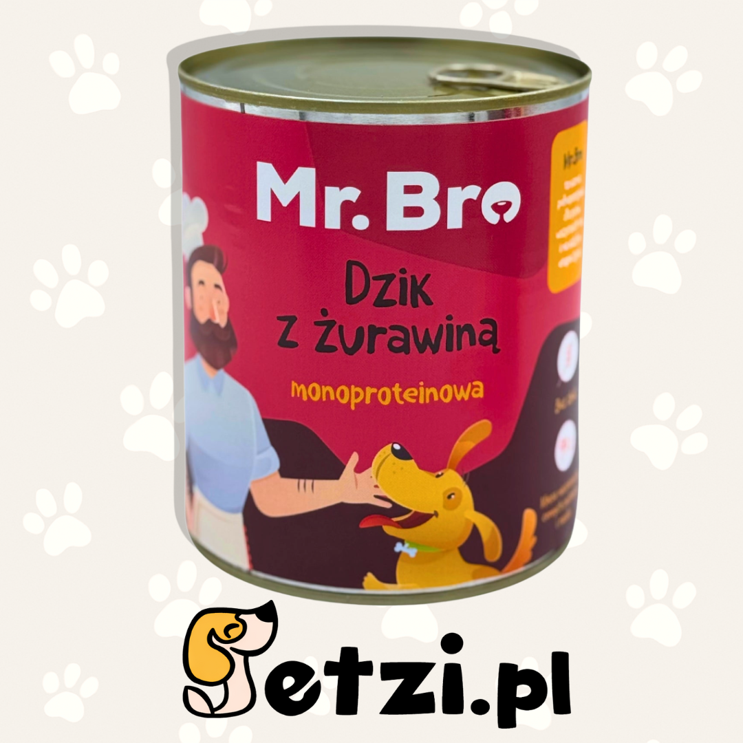 MR. BRO MOKRA KARMA DLA PSA DZIK Z ŻURAWINĄ PUSZKA 800G