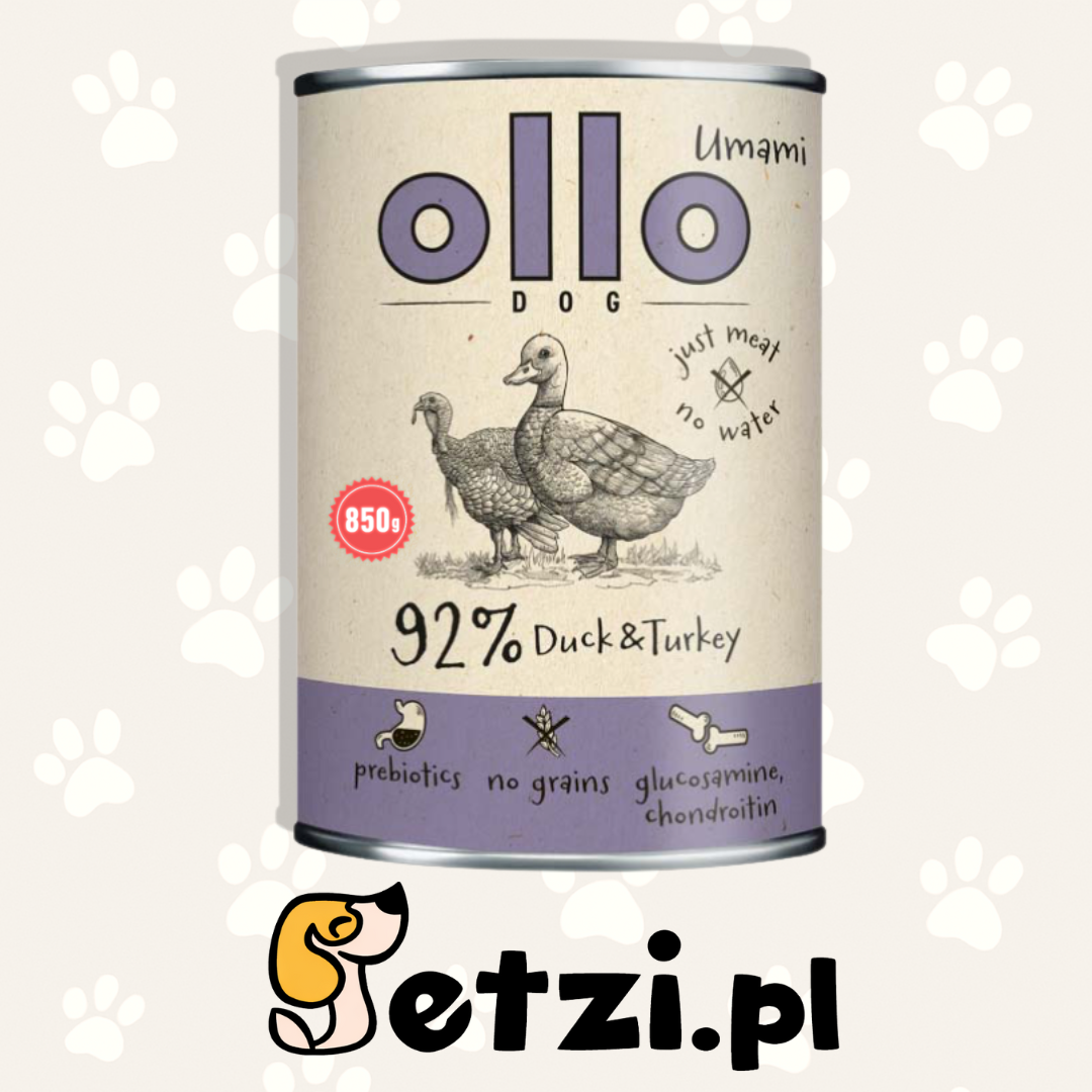 OLLO UMAMI MOKRA KARMA DLA PSA KACZKA I INDYK 850G