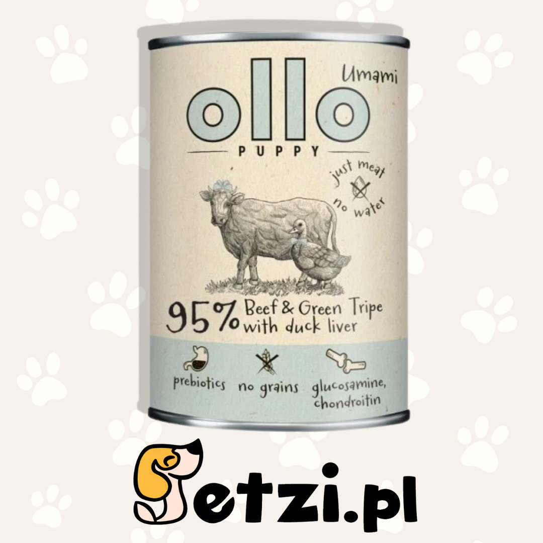 OLLO UMAMI PUPPY MOKRA KARMA DLA PSA WOŁOWINA I ŻWACZE 400G