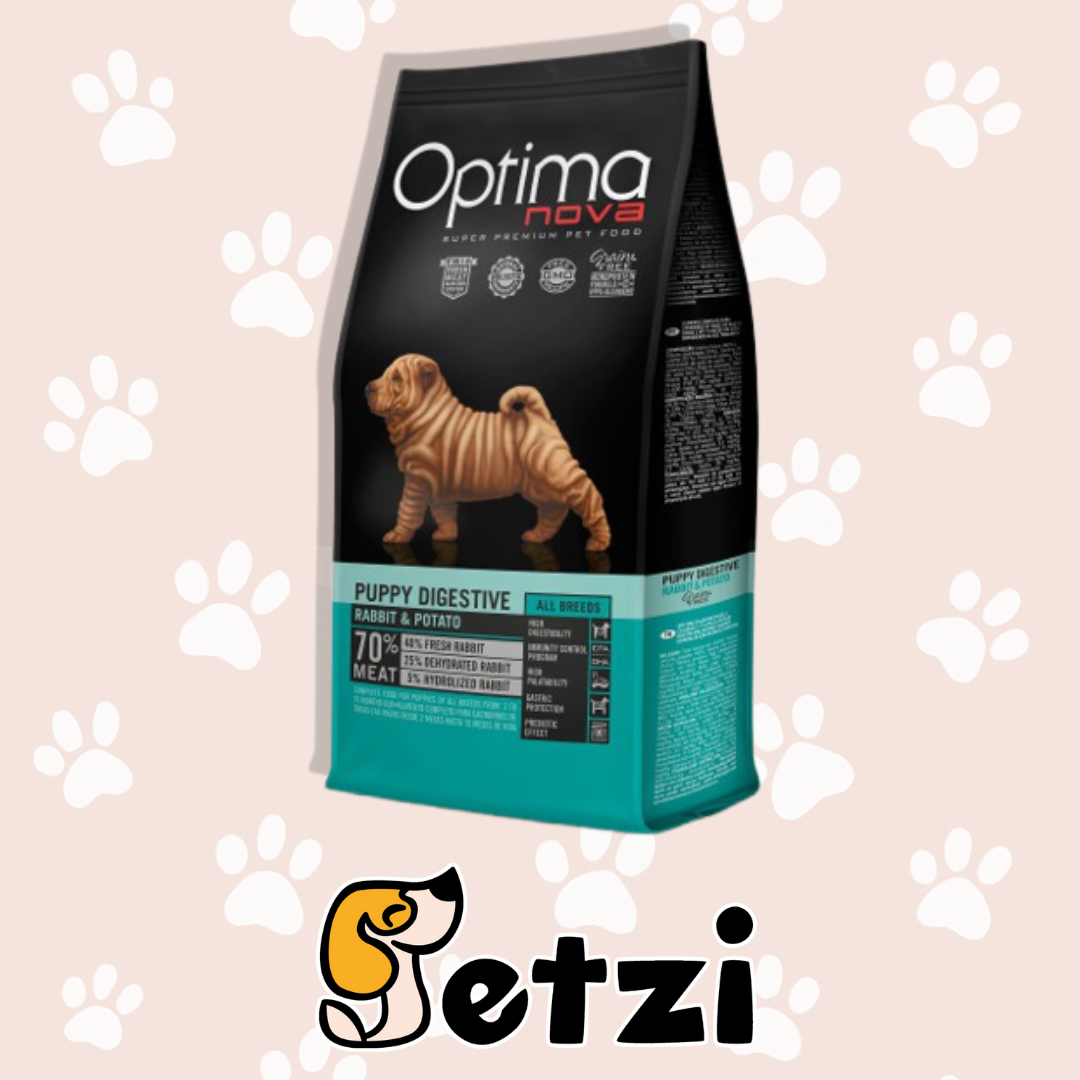 OPTIMANOVA PUPPY DIGESTIVE RABBIT & POTATO – SUCHA KARMA DLA SZCZENIĄT WSZYSTKICH RAS