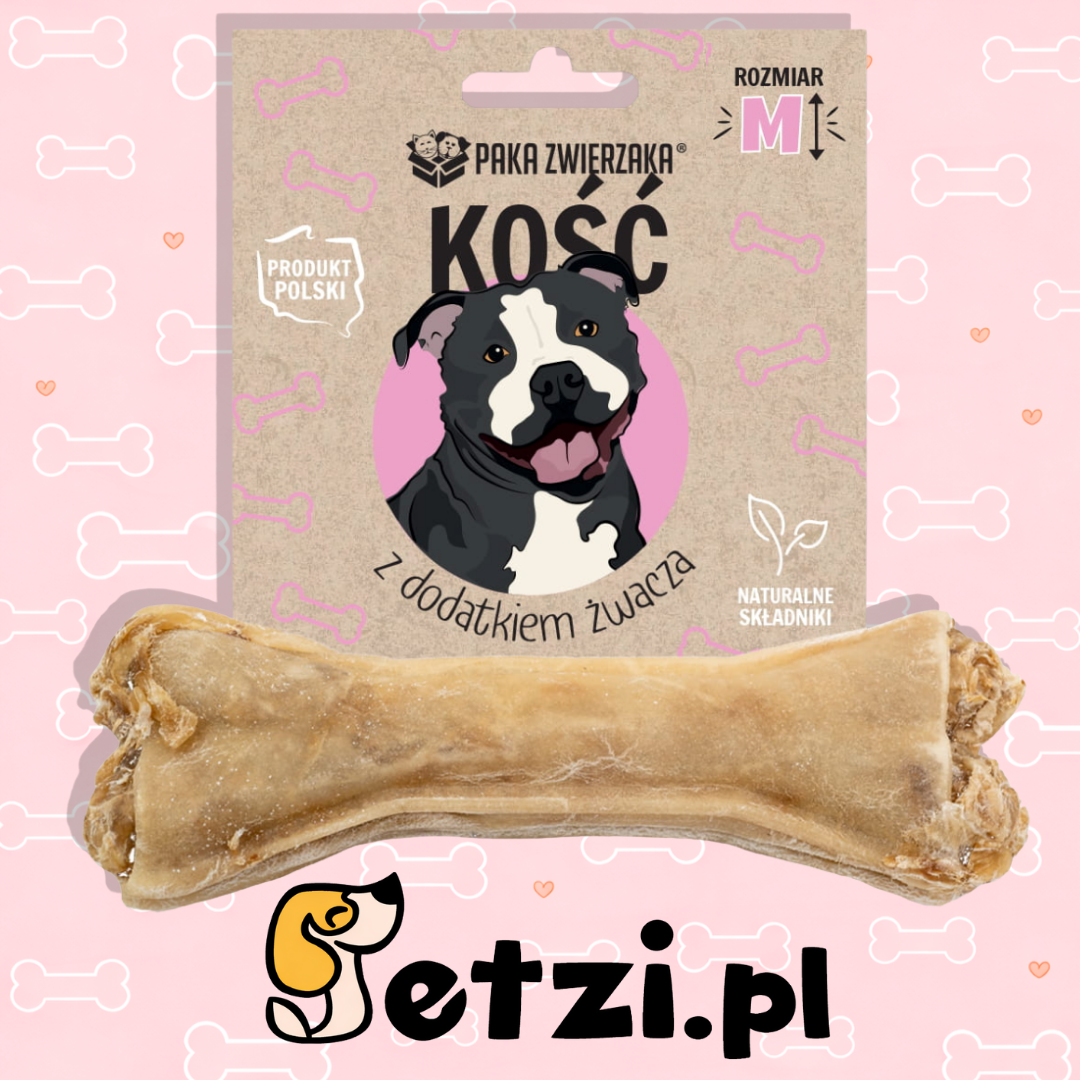 PAKA ZWIERZAKA GRYZAK DLA PSA KOŚĆ Z DODATKIEM ŻWACZA M 12CM