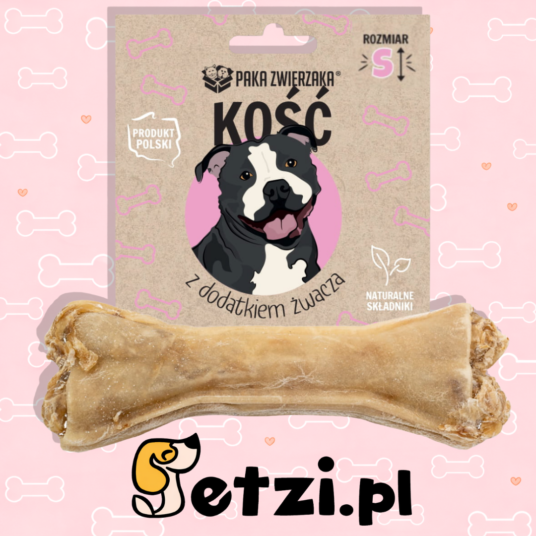 PAKA ZWIERZAKA GRYZAK DLA PSA KOŚĆ Z DODATKIEM ŻWACZA S 10CM