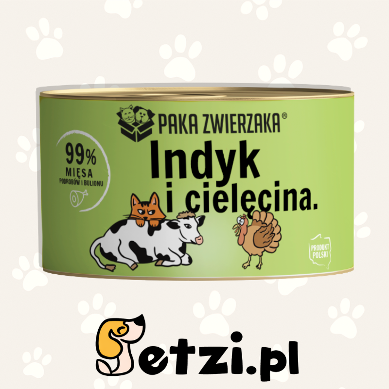 PAKA ZWIERZAKA MOKRA KARMA DLA KOTA INDYK Z CIELĘCINĄ 200G