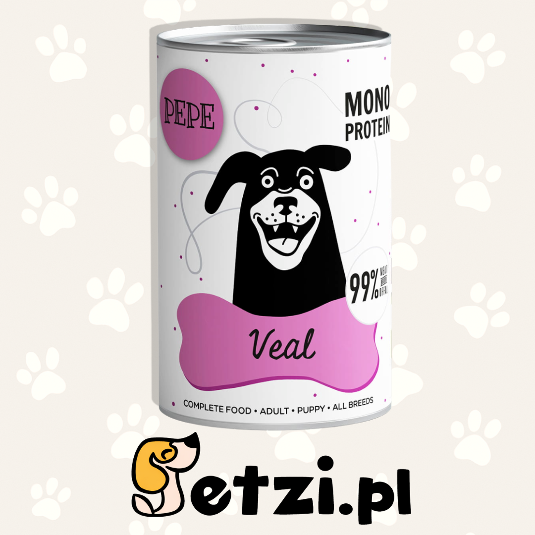 PAKA ZWIERZAKA PEPE MOKRA KARMA DLA PSA CIELĘCINA 400G