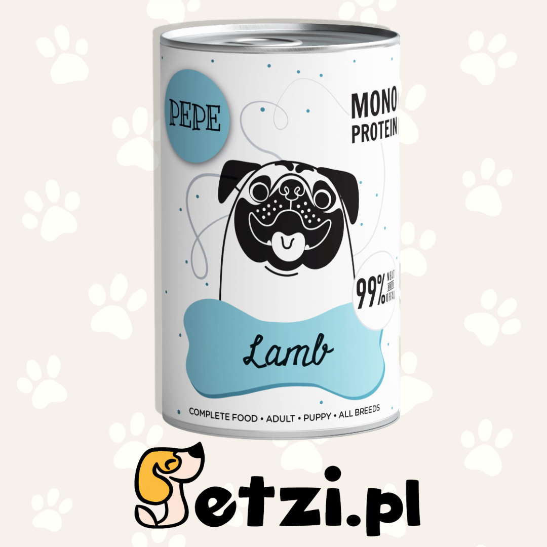 PAKA ZWIERZAKA PEPE MOKRA KARMA DLA PSA JAGNIĘCINA 400G