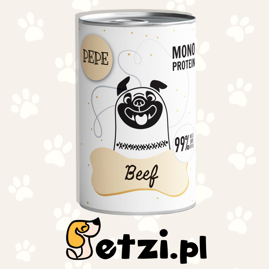 PAKA ZWIERZAKA PEPE MOKRA KARMA DLA PSA WOŁOWINA 400G