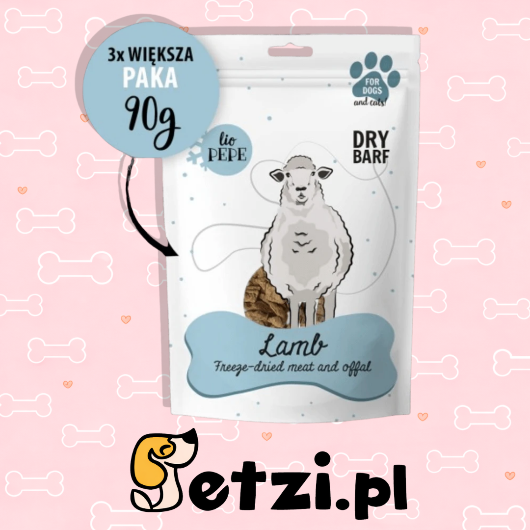 PAKA ZWIERZAKA PEPE PRZYSMAKI DLA PSA LIO JAGNIĘCINA (PŁUCA) XL 90G