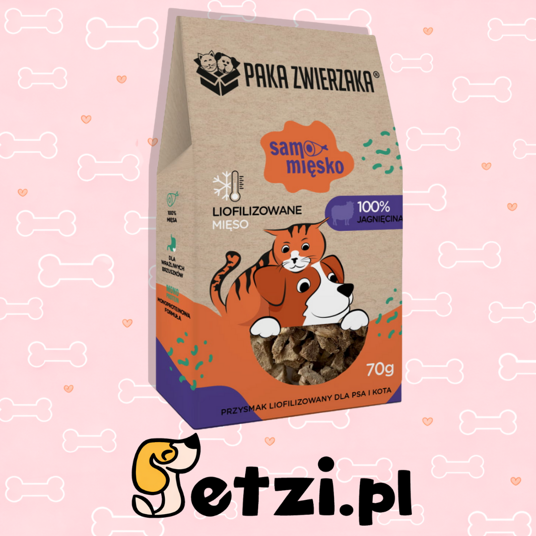 PAKA ZWIERZAKA SAMO MIĘSKO PRZYSMAKI DLA PSA LIO JAGNIĘCINA 70G