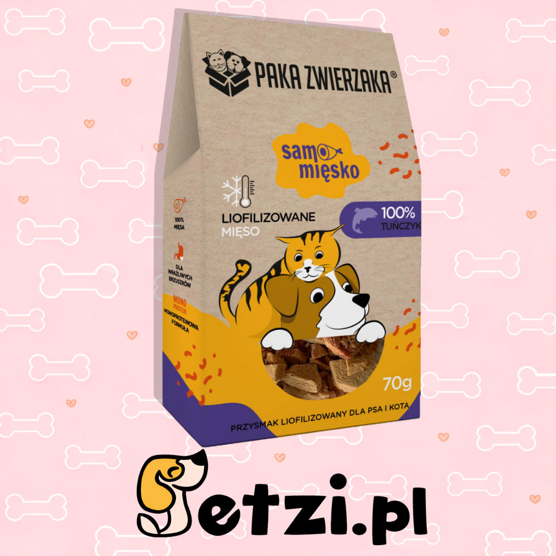 PAKA ZWIERZAKA SAMO MIĘSKO PRZYSMAKI DLA PSA LIO TUŃCZYK 70G
