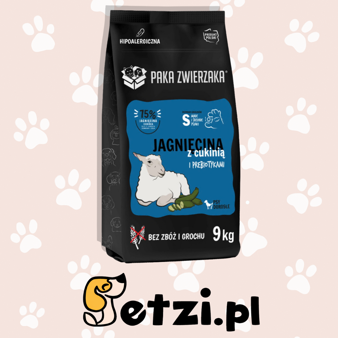 PAKA ZWIERZAKA SUCHA KARMA DLA PSA JAGNIĘCINA Z CUKINIĄ S 9KG