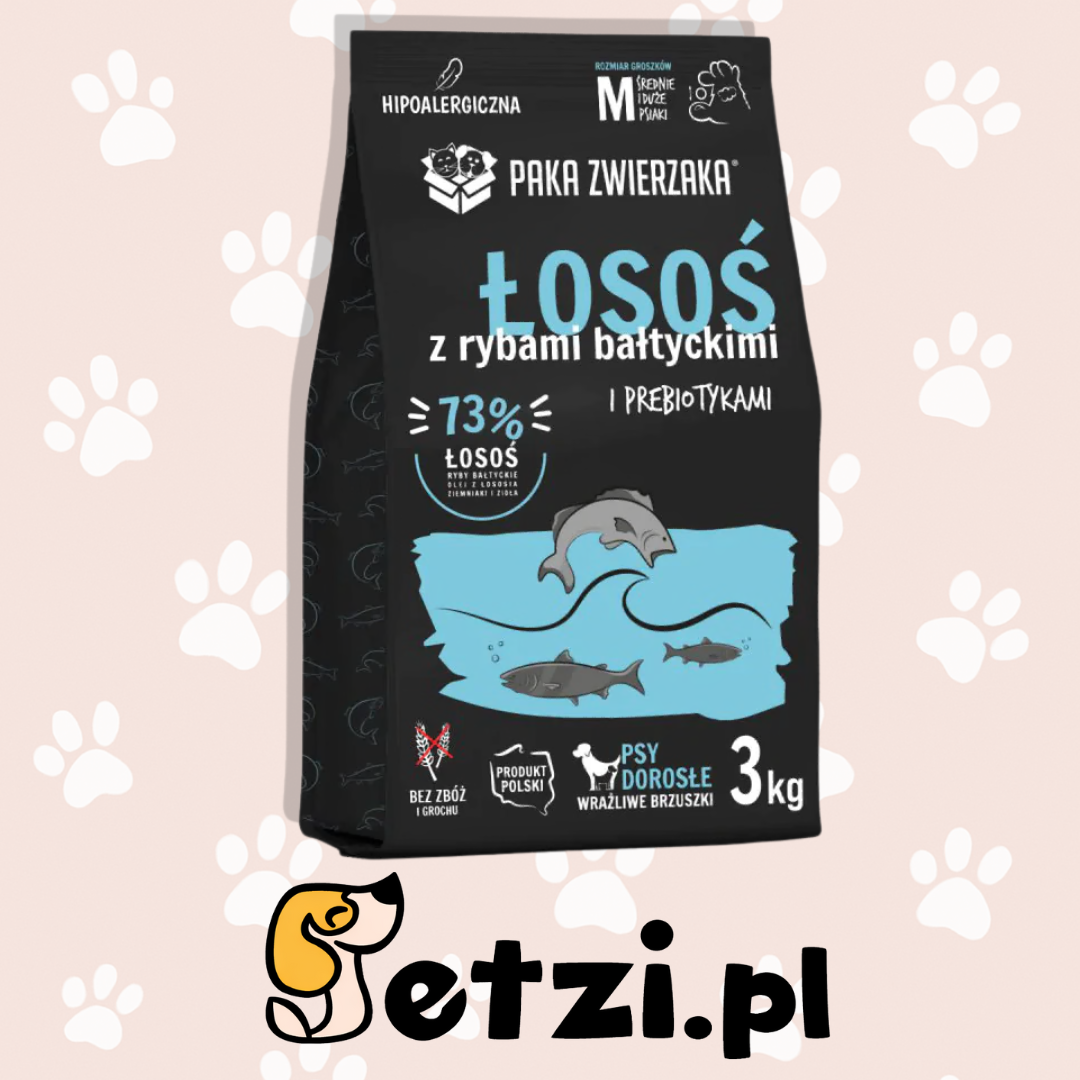 PAKA ZWIERZAKA SUCHA KARMA DLA PSA ŁOSOŚ Z RYBAMI BAŁTYCKIMI 3KG