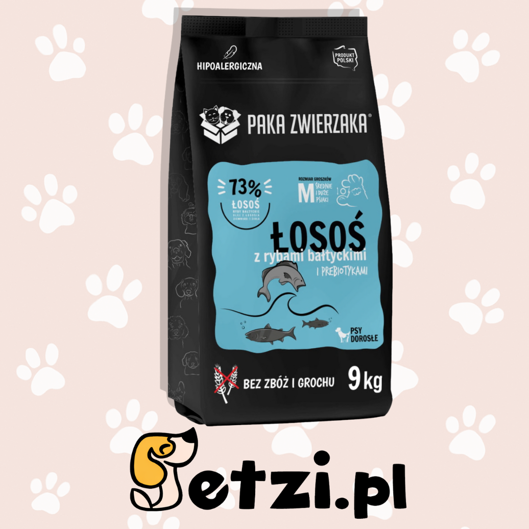 PAKA ZWIERZAKA SUCHA KARMA DLA PSA ŁOSOŚ Z RYBAMI BAŁTYCKIMI 9KG