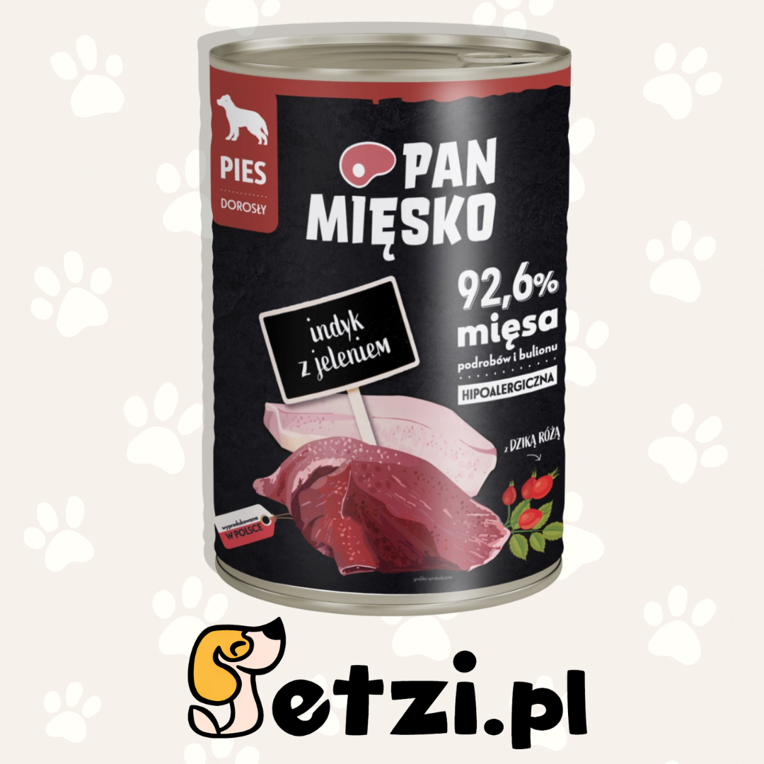 PAN MIĘSKO MOKRA KARMA DLA PSA INDYK Z JELENIEM 400G