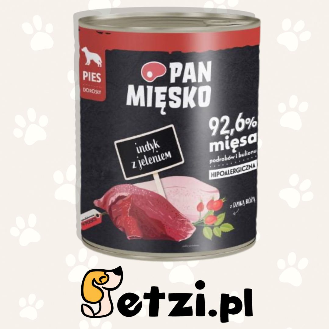 PAN MIĘSKO MOKRA KARMA DLA PSA INDYK Z JELENIEM 800G