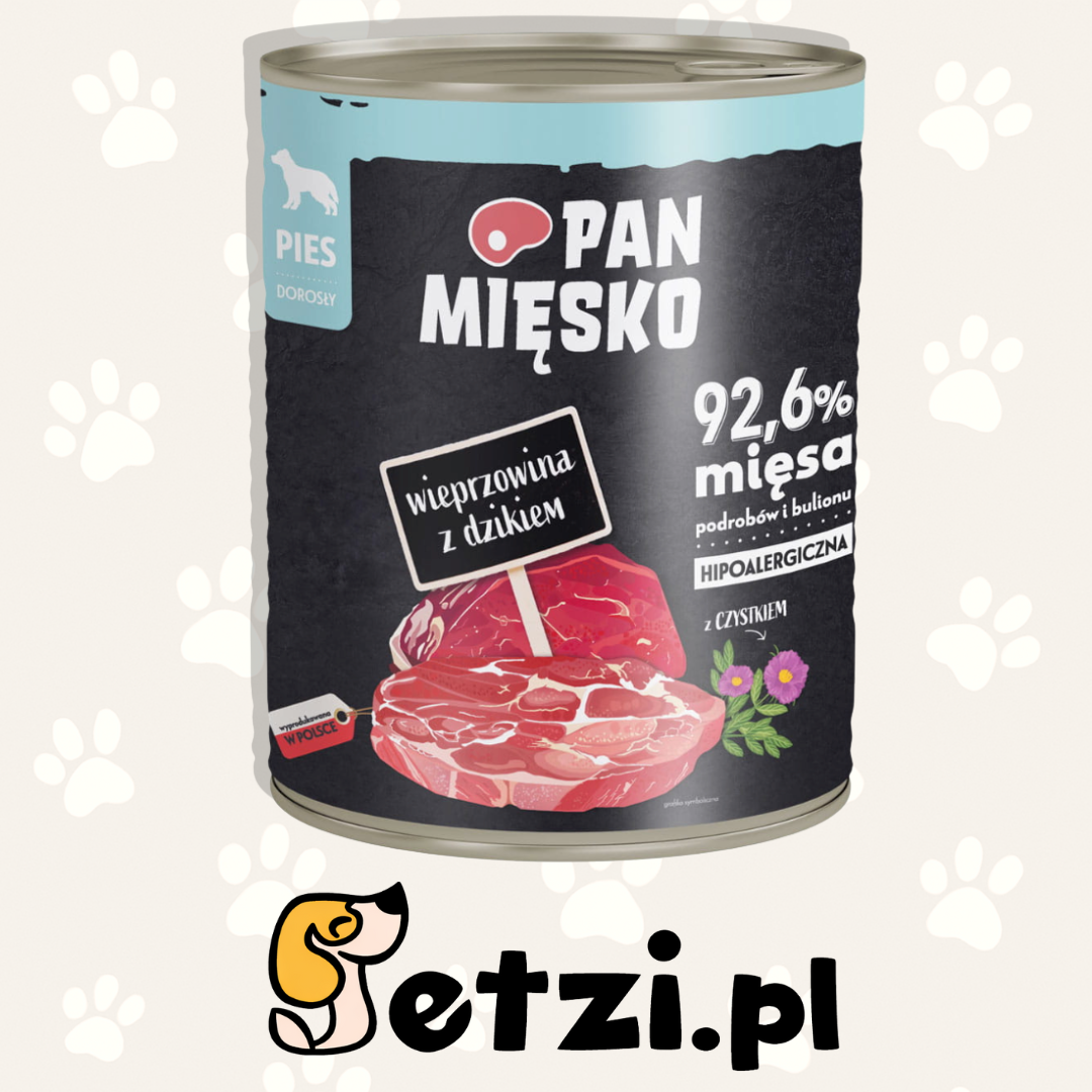 PAN MIĘSKO MOKRA KARMA DLA PSA WIEPRZOWINA Z DZIKIEM 800G